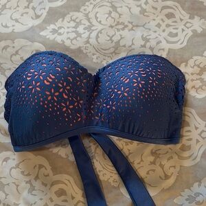 Xhilaration Blue Strapless Lace Bralette/swim top